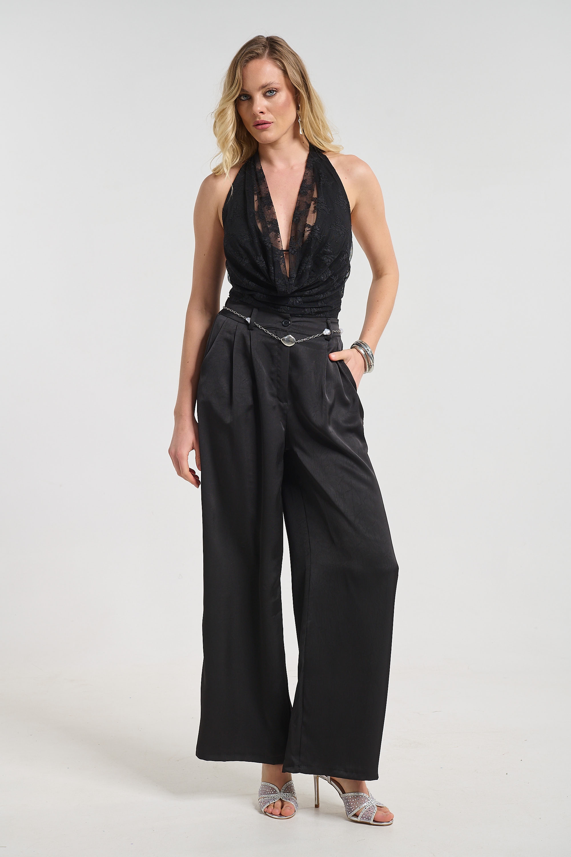 Lace Halter Neck Bodysuit for Women