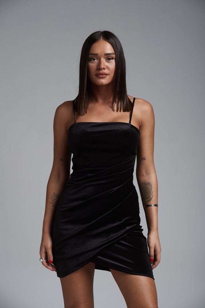 Φόρεμα Mini Με Σούρα Βελούδινο