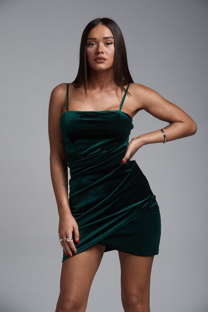 Φόρεμα Mini Με Σούρα Βελούδινο