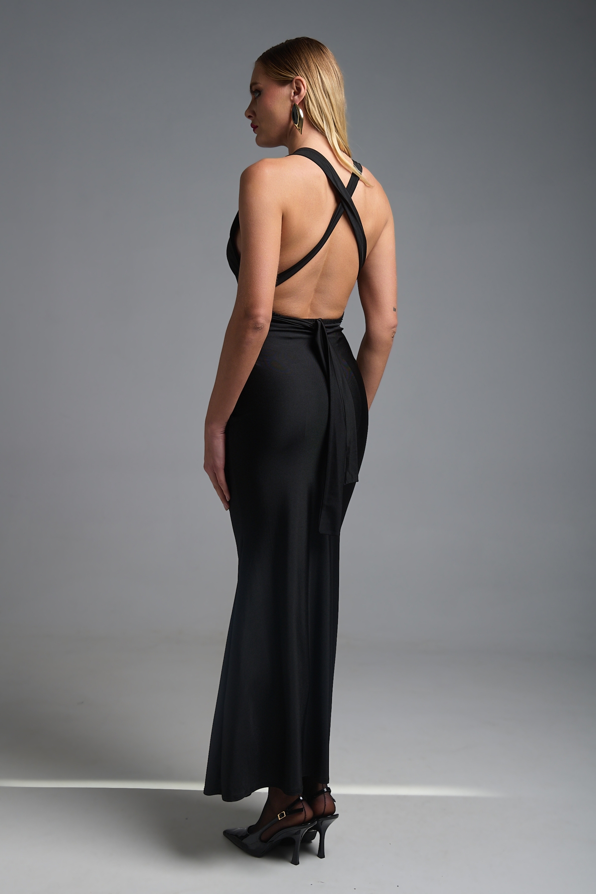 Φόρεμα Μάξι Αμάνικο Με Τόκα