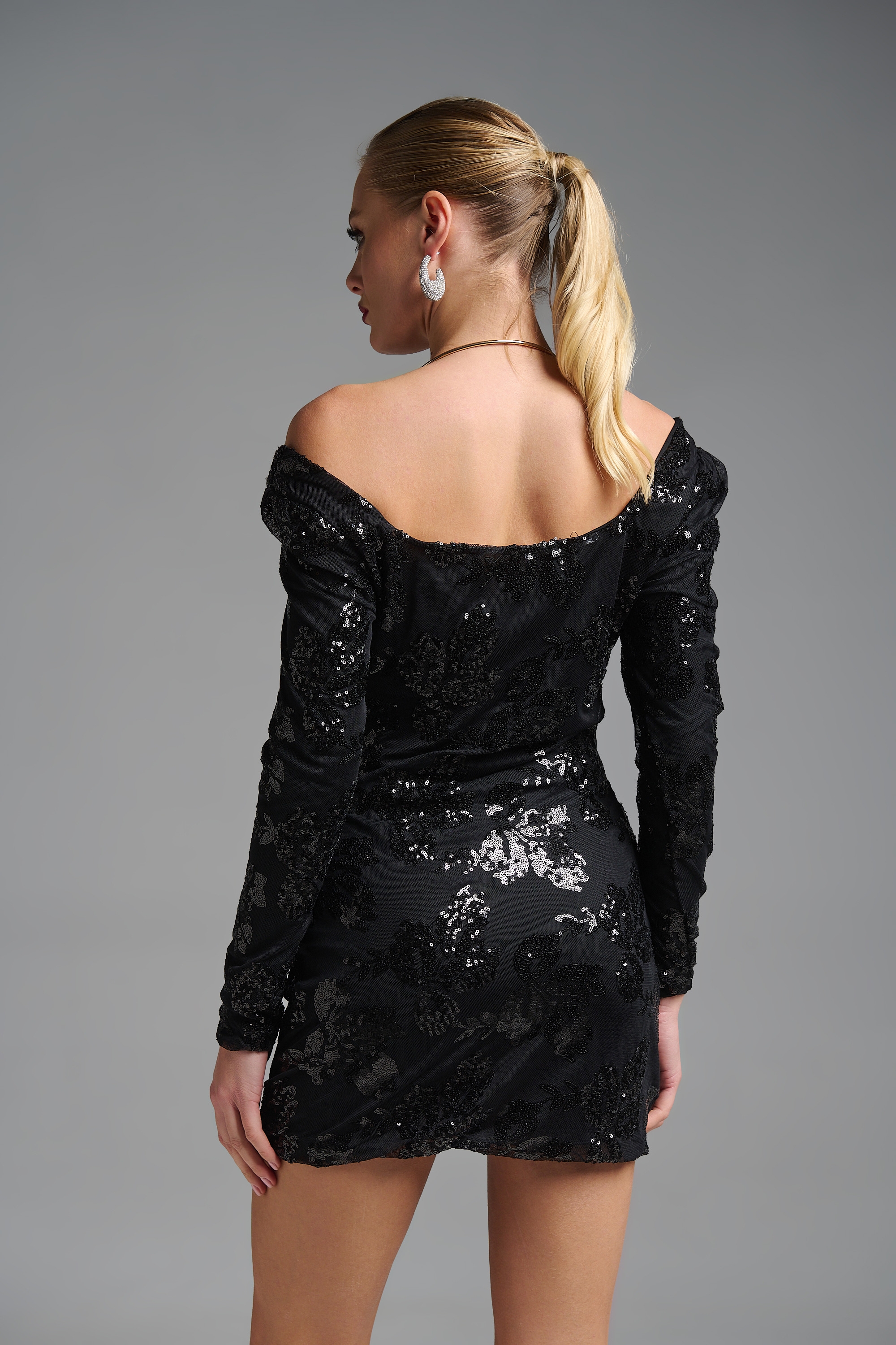 Sequin Long-Sleeved Mini Dress