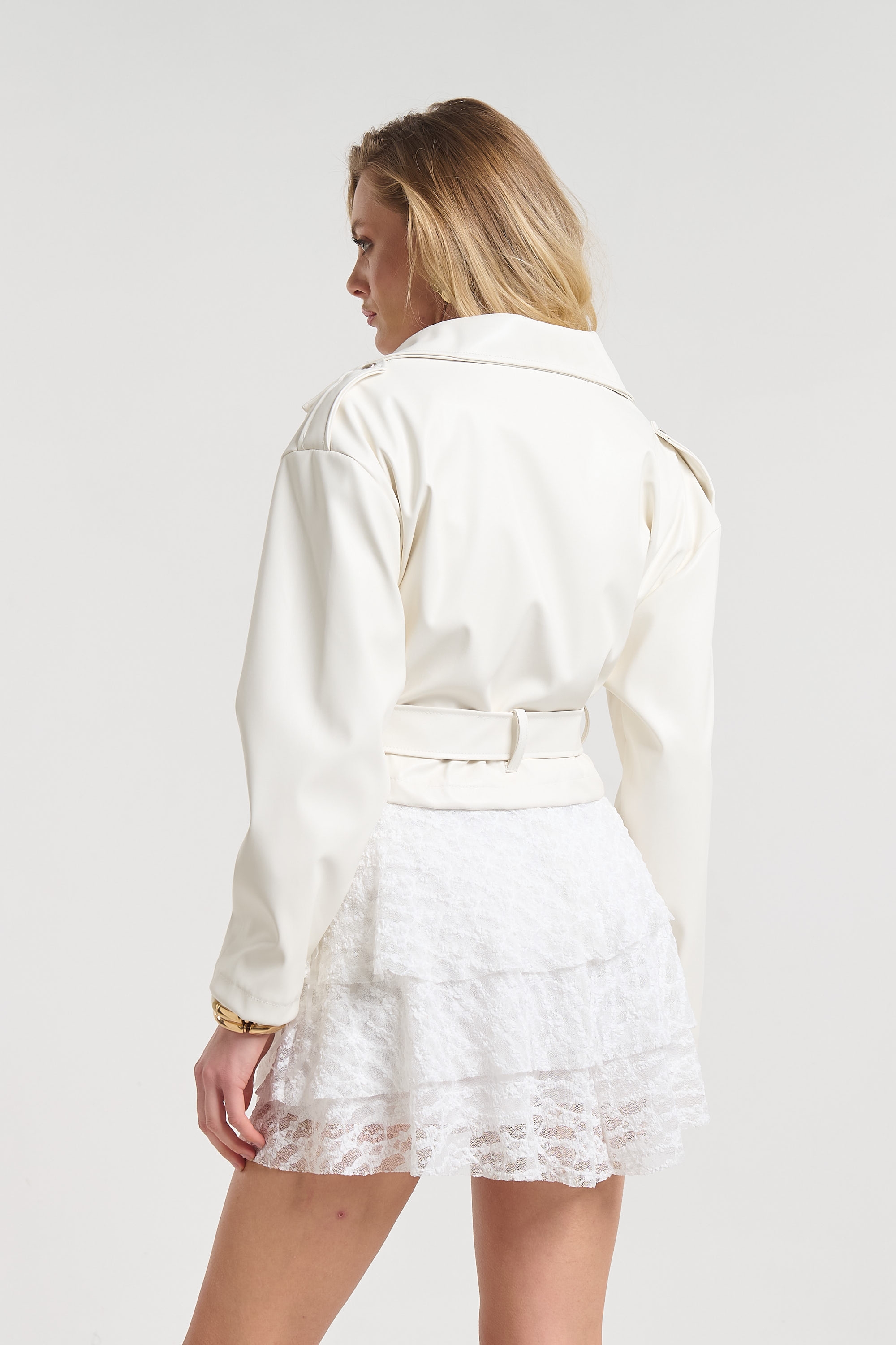 Δερμάτινο Overall Με Λοξό Φερμουάρ