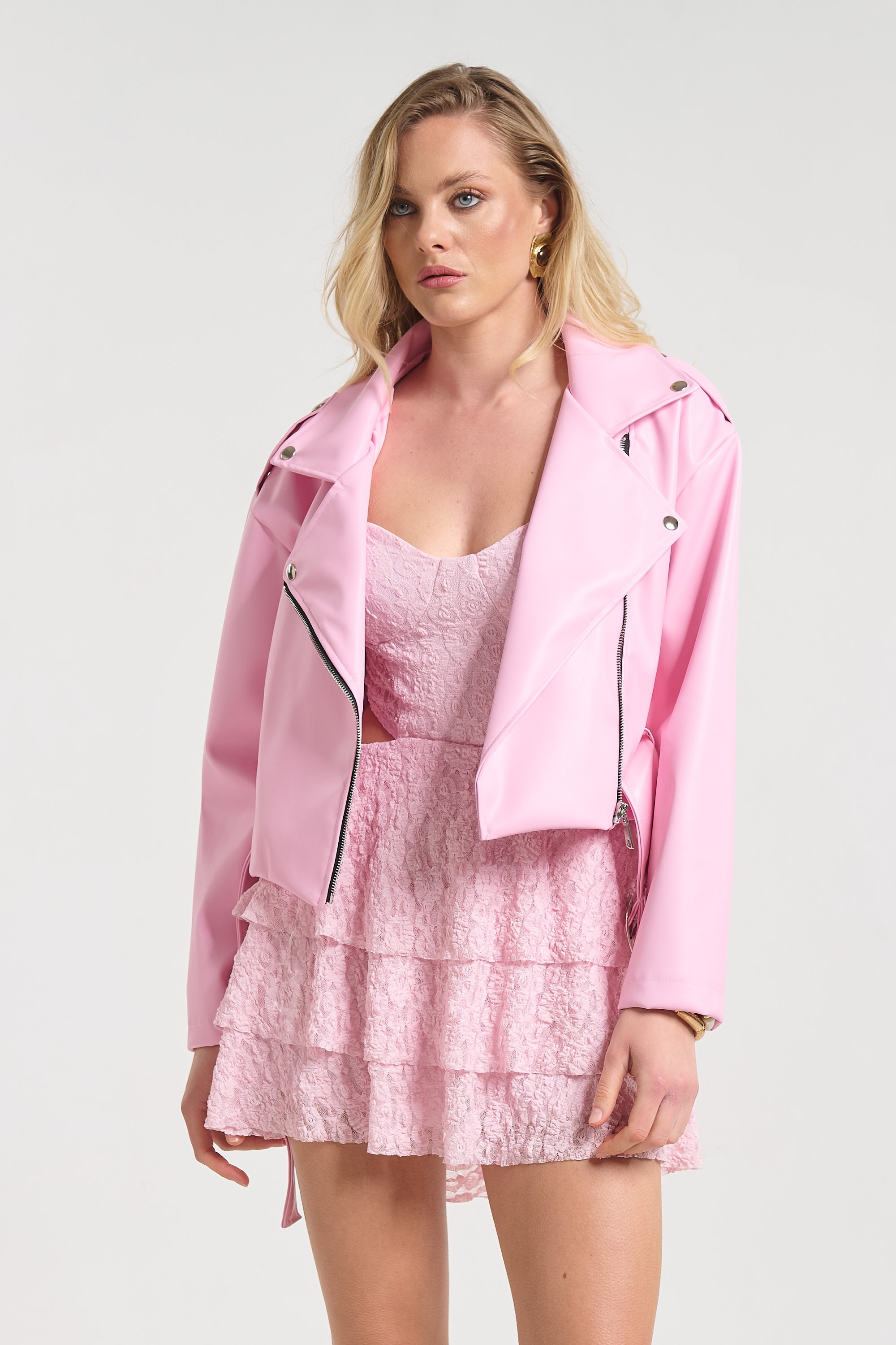 Leather Look Overall with Side Zipper for Women