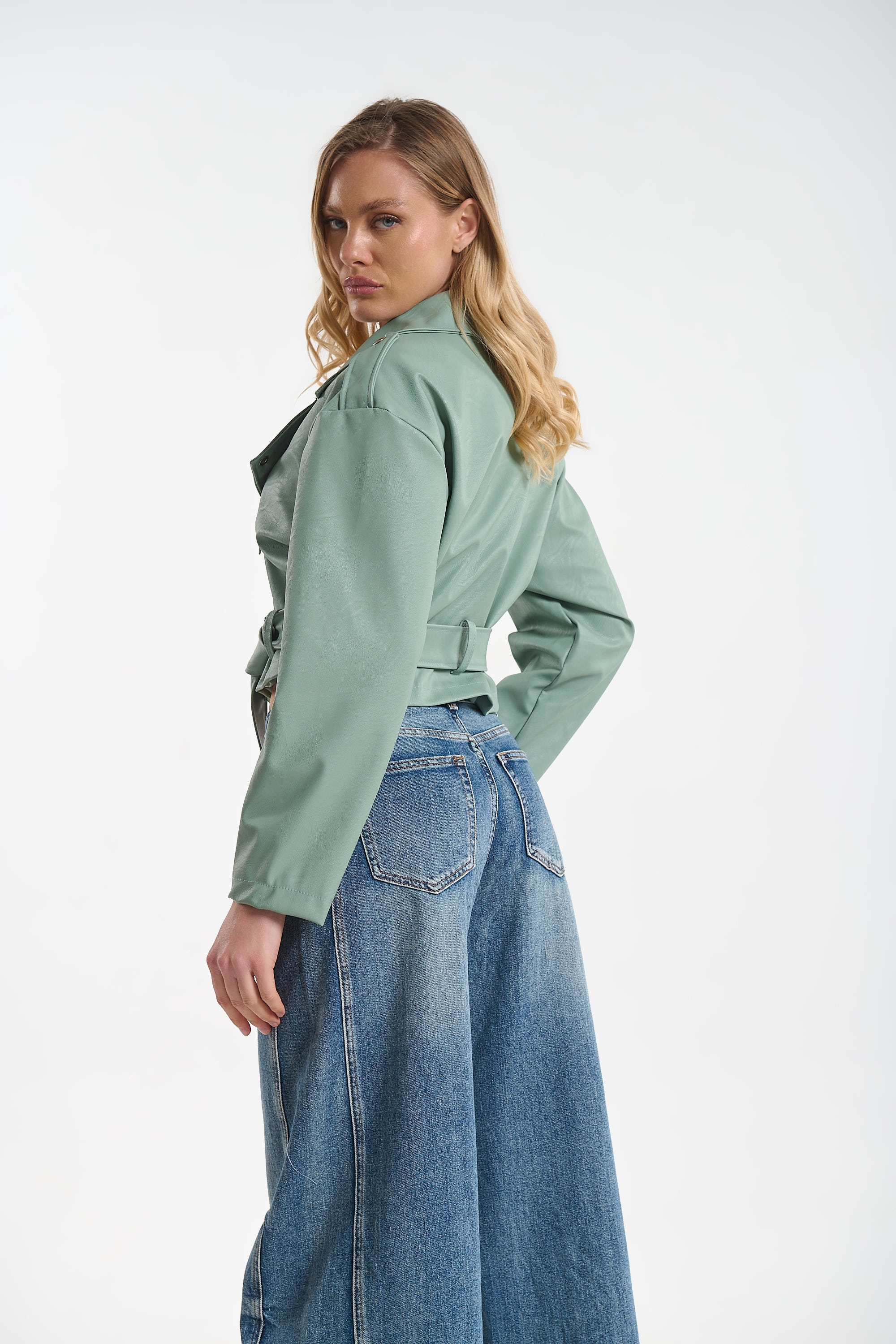 Leather Look Overall with Side Zipper for Women