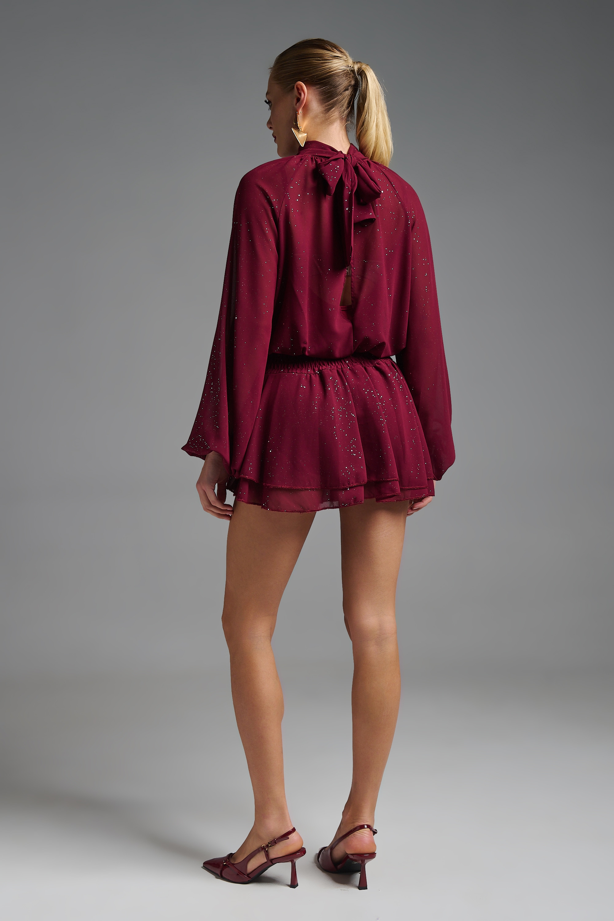 Φόρμα Σορτς Μακρυμάνικη Δετή Με Glitter