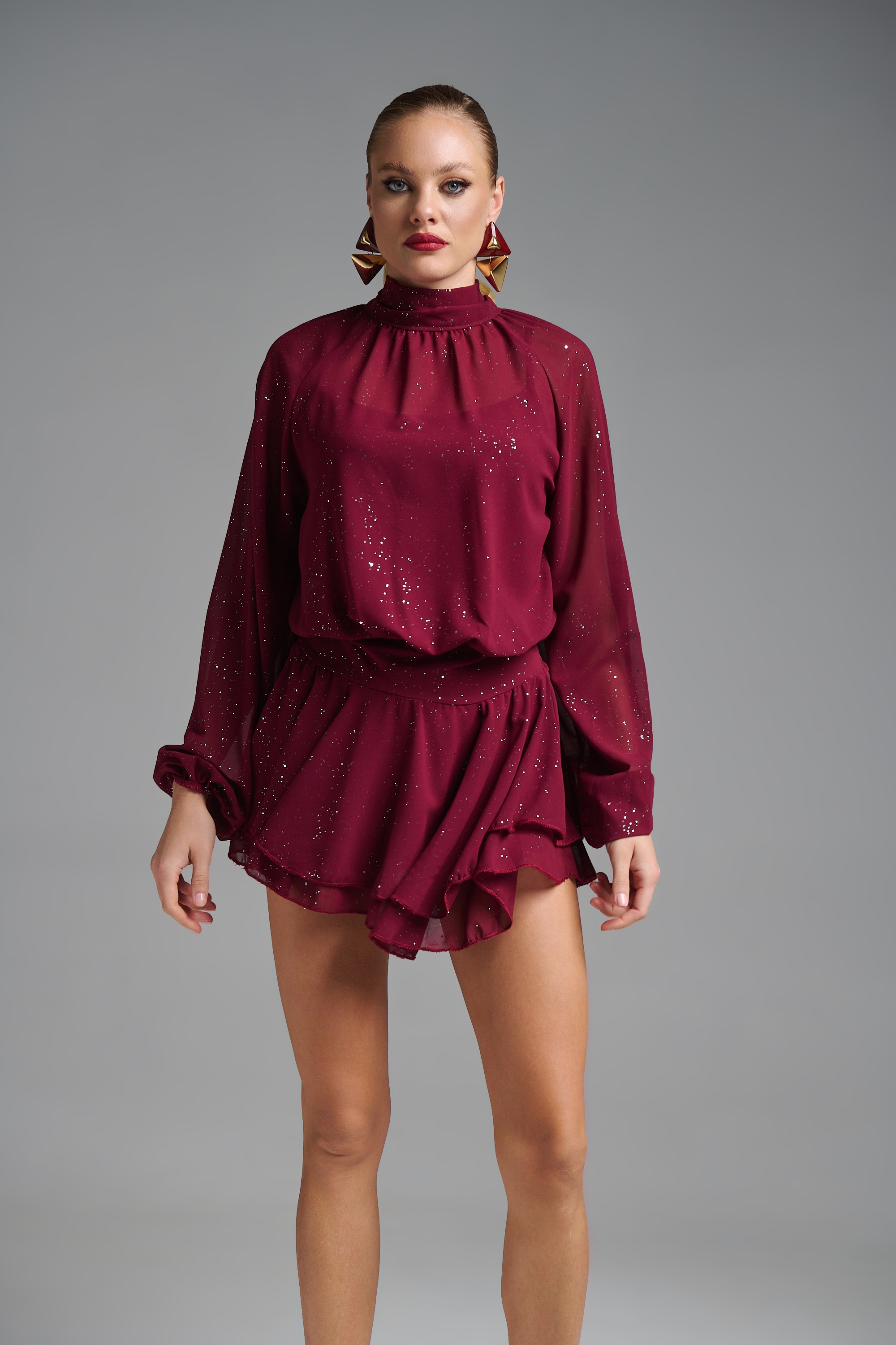 Φόρμα Σορτς Μακρυμάνικη Δετή Με Glitter