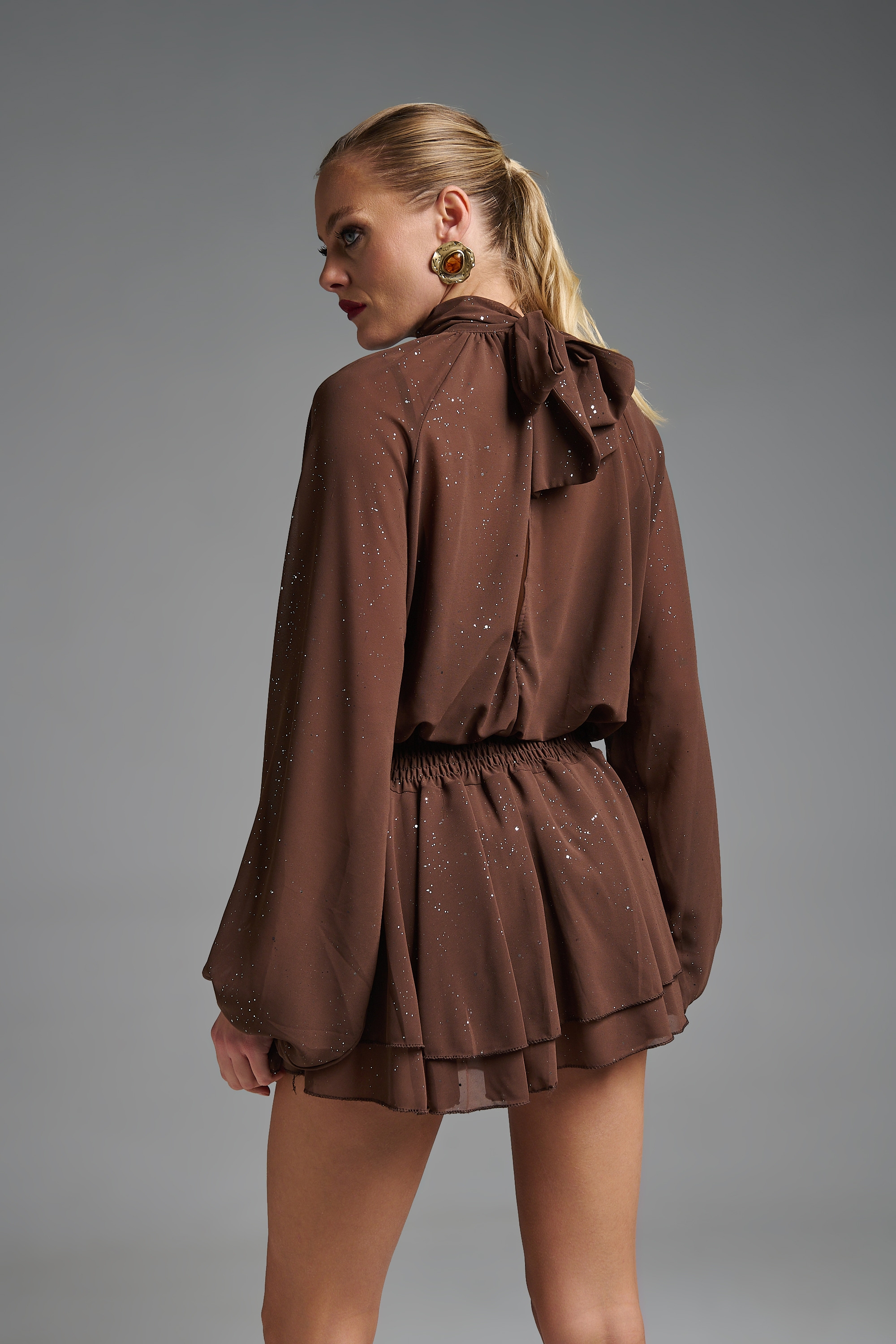 Φόρμα Σορτς Μακρυμάνικη Δετή Με Glitter