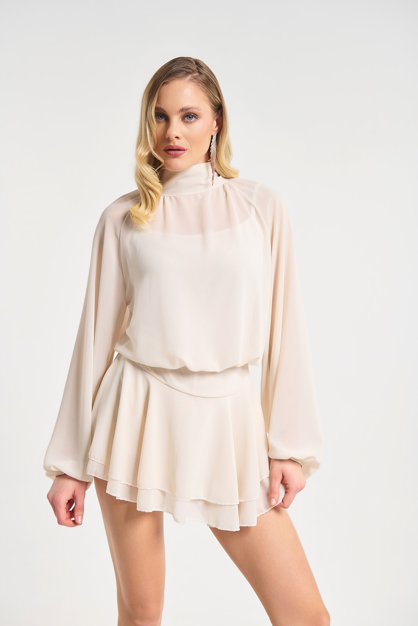 Φόρεμα Κοντό Κλος με Φιόγκο στον Λαιμό