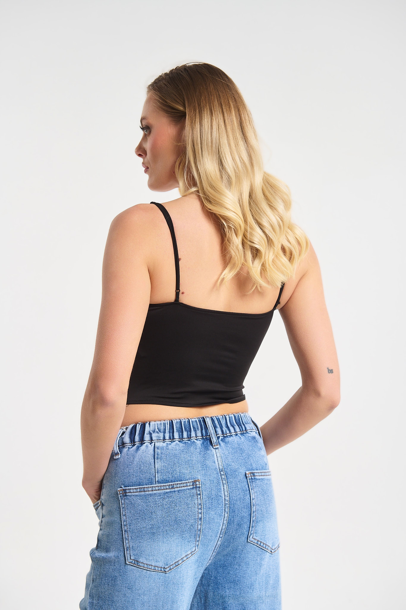 Crop Top με Εφέ Κορσέ
