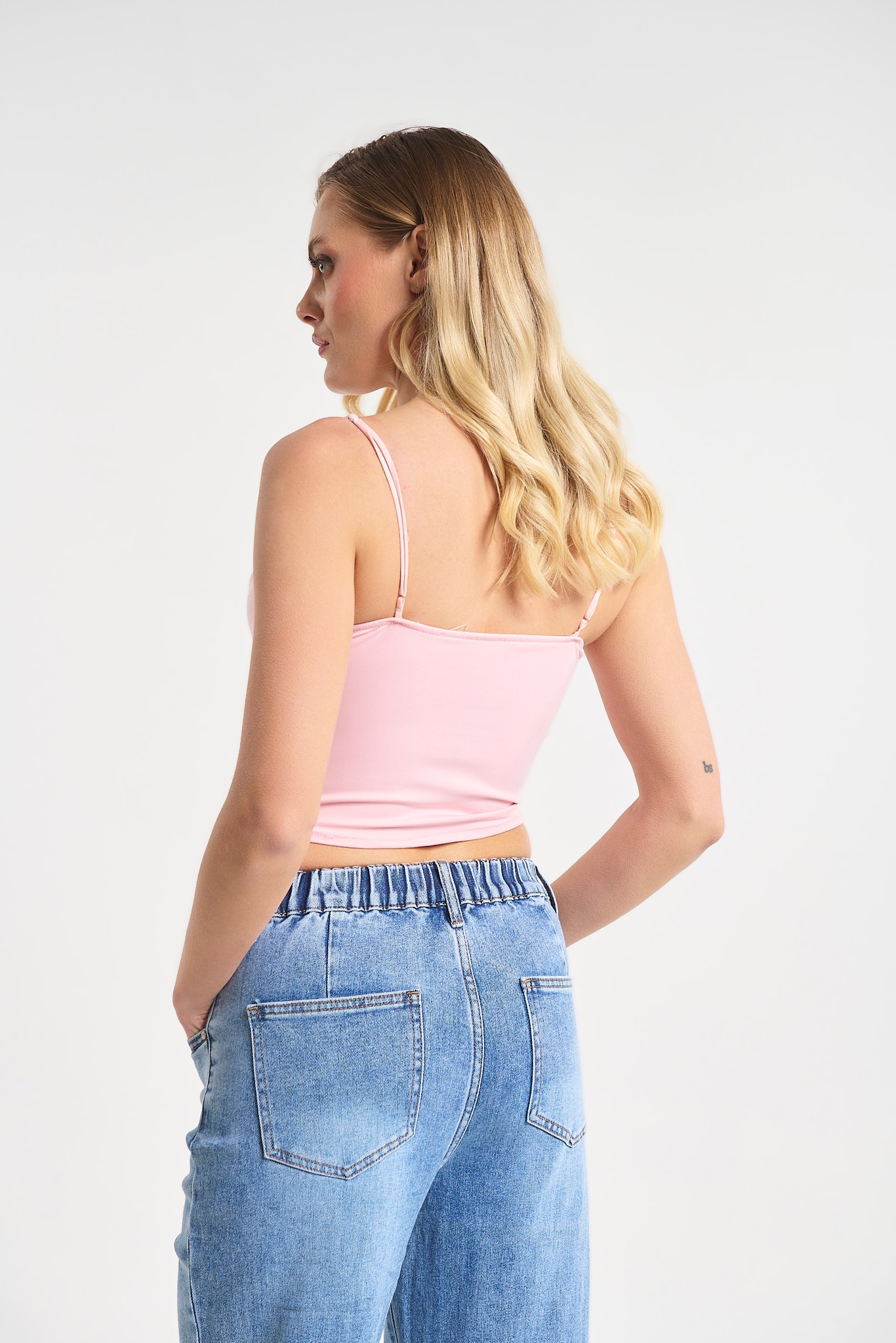 Crop Top με Εφέ Κορσέ