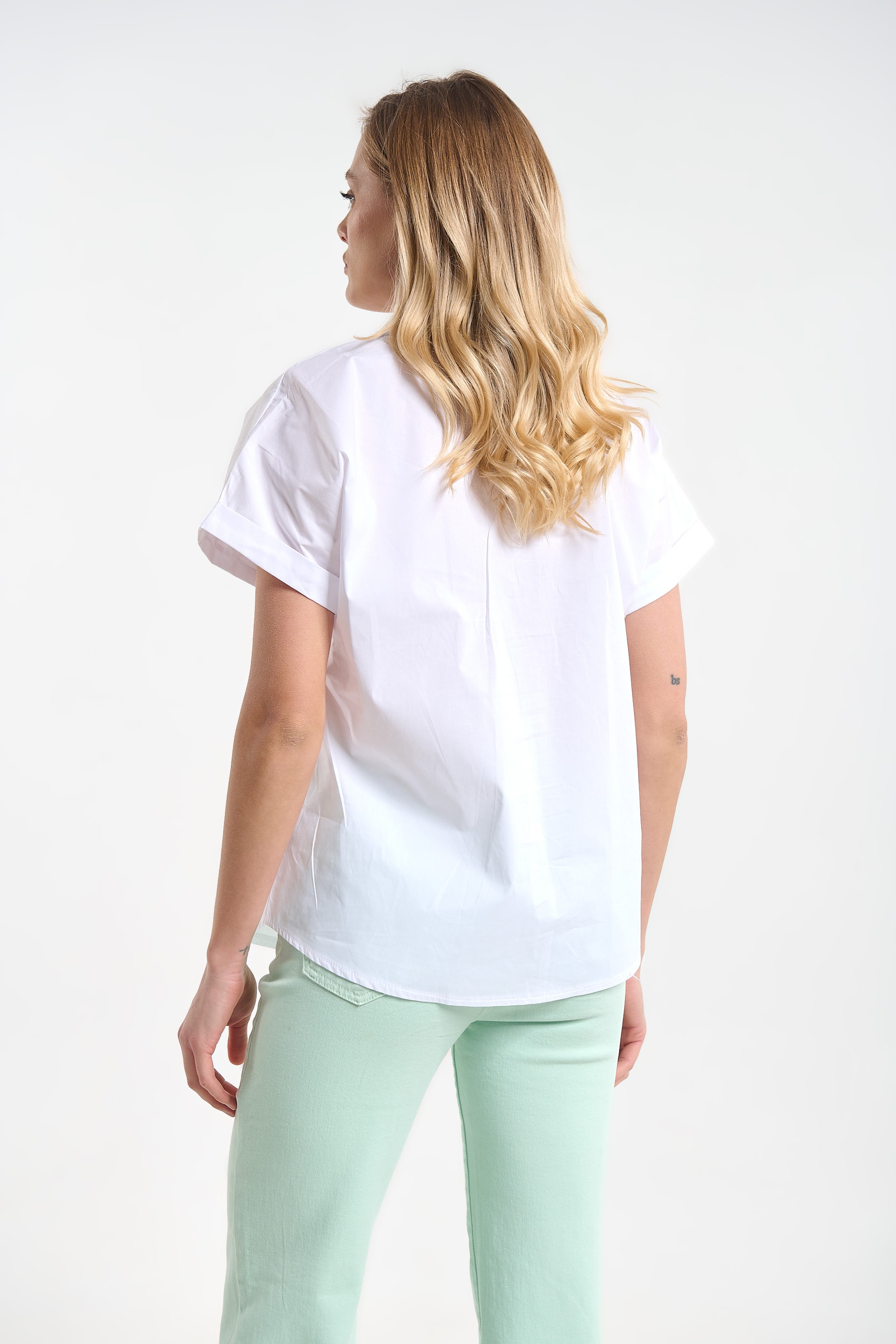 Short Sleeve Button-Up Shirt for Women