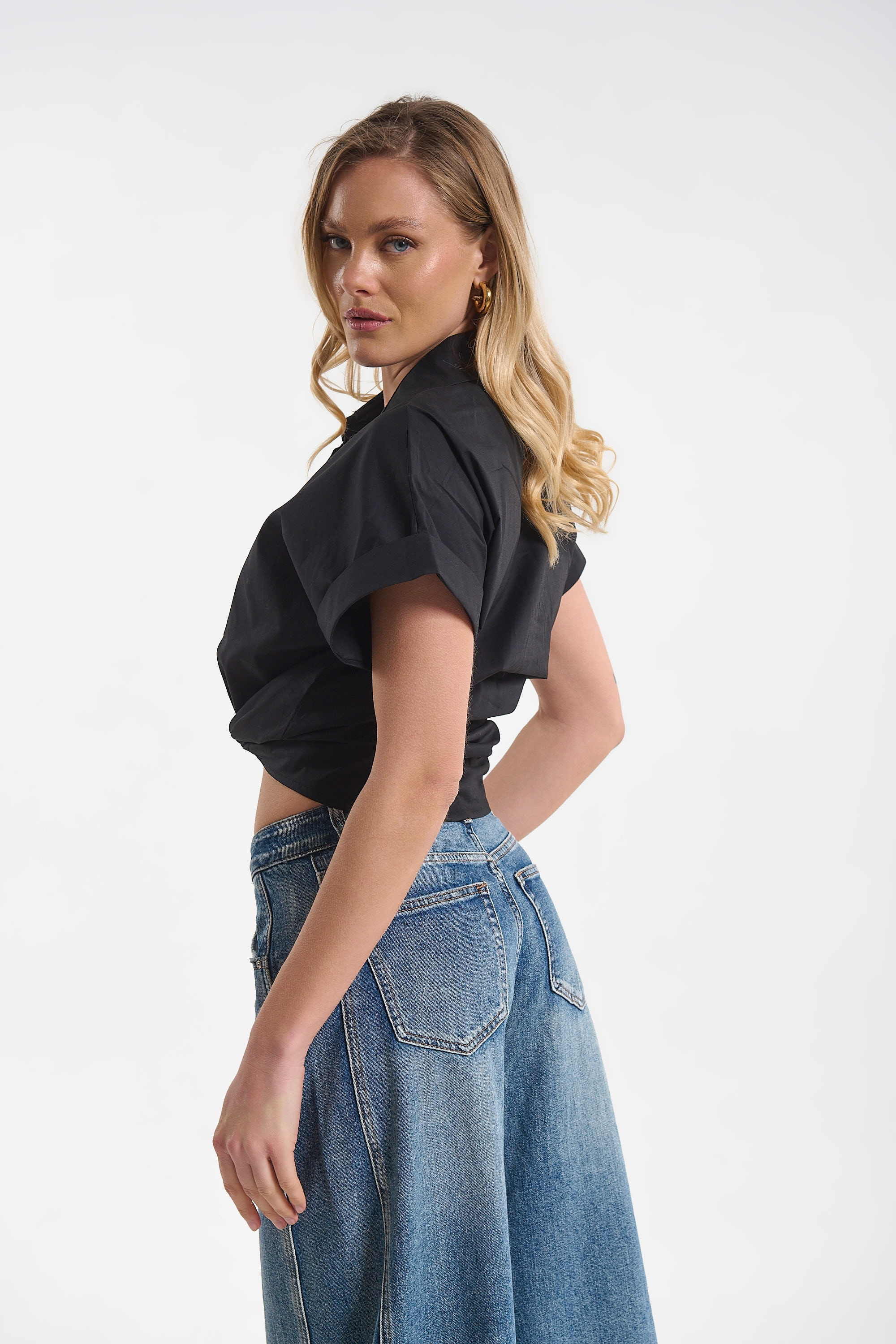 Short Sleeve Button-Up Shirt for Women