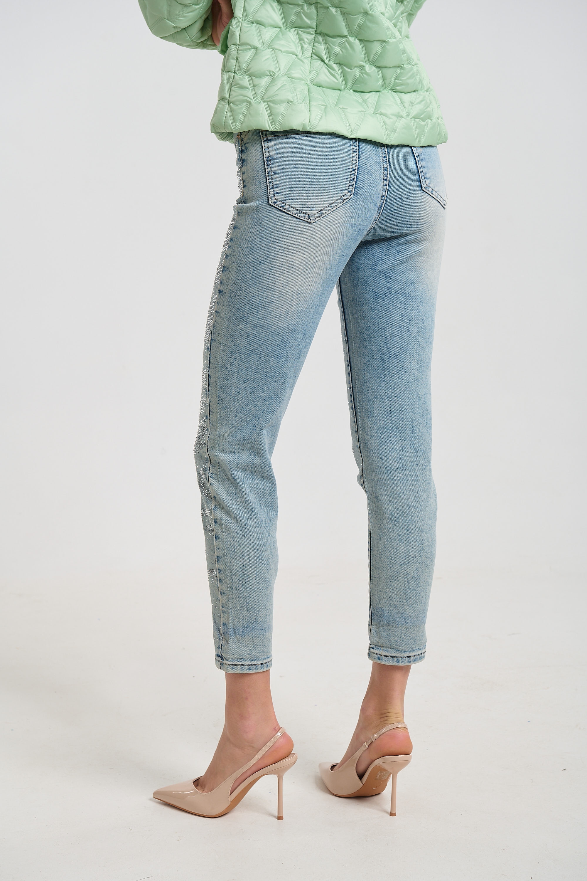 Animal Print Straight-Leg Jeans with Rhinestones