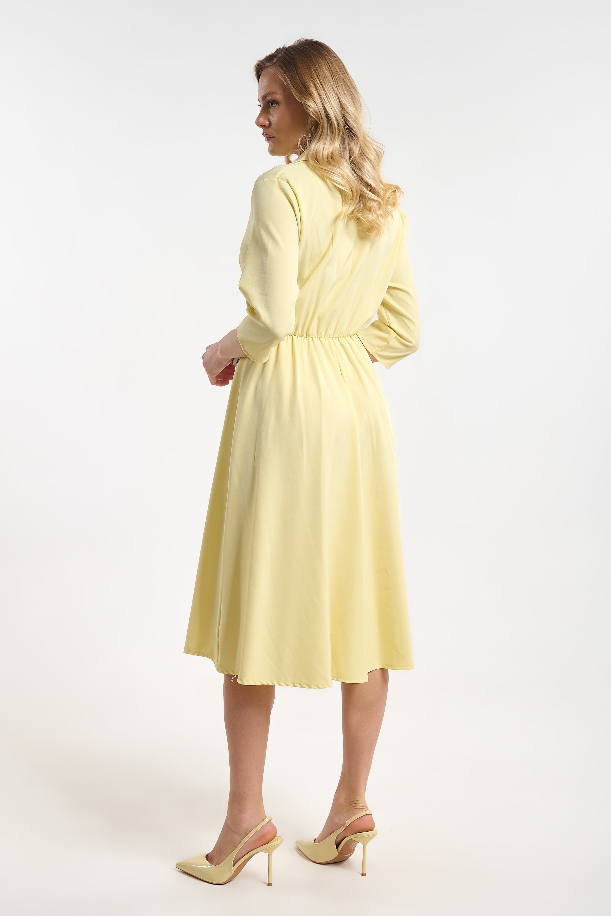 Dress with 3/4 Sleeves & Side Tie Floral Scarf for Women