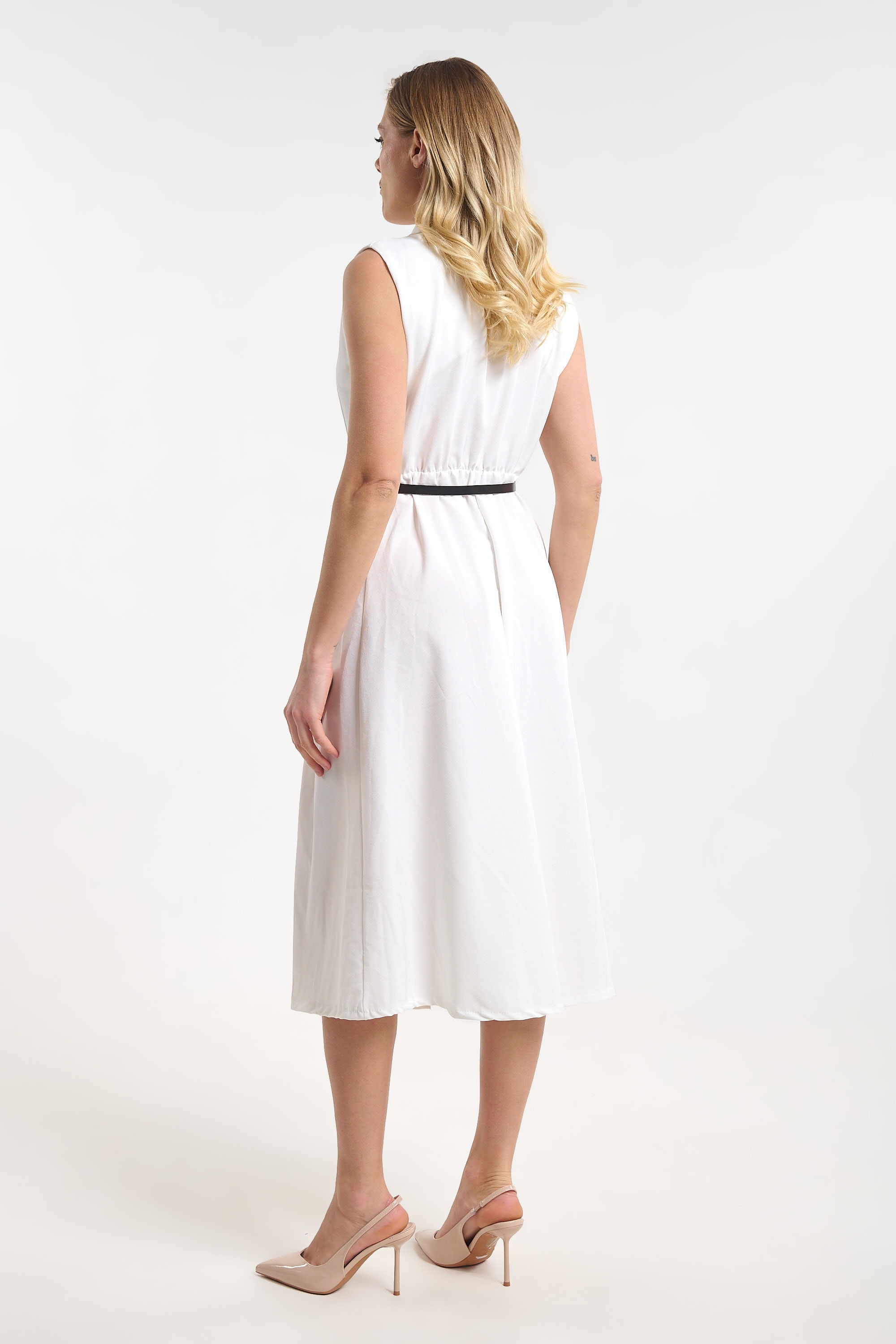 Long Sleeveless Wrap Dress with Buttons for Women