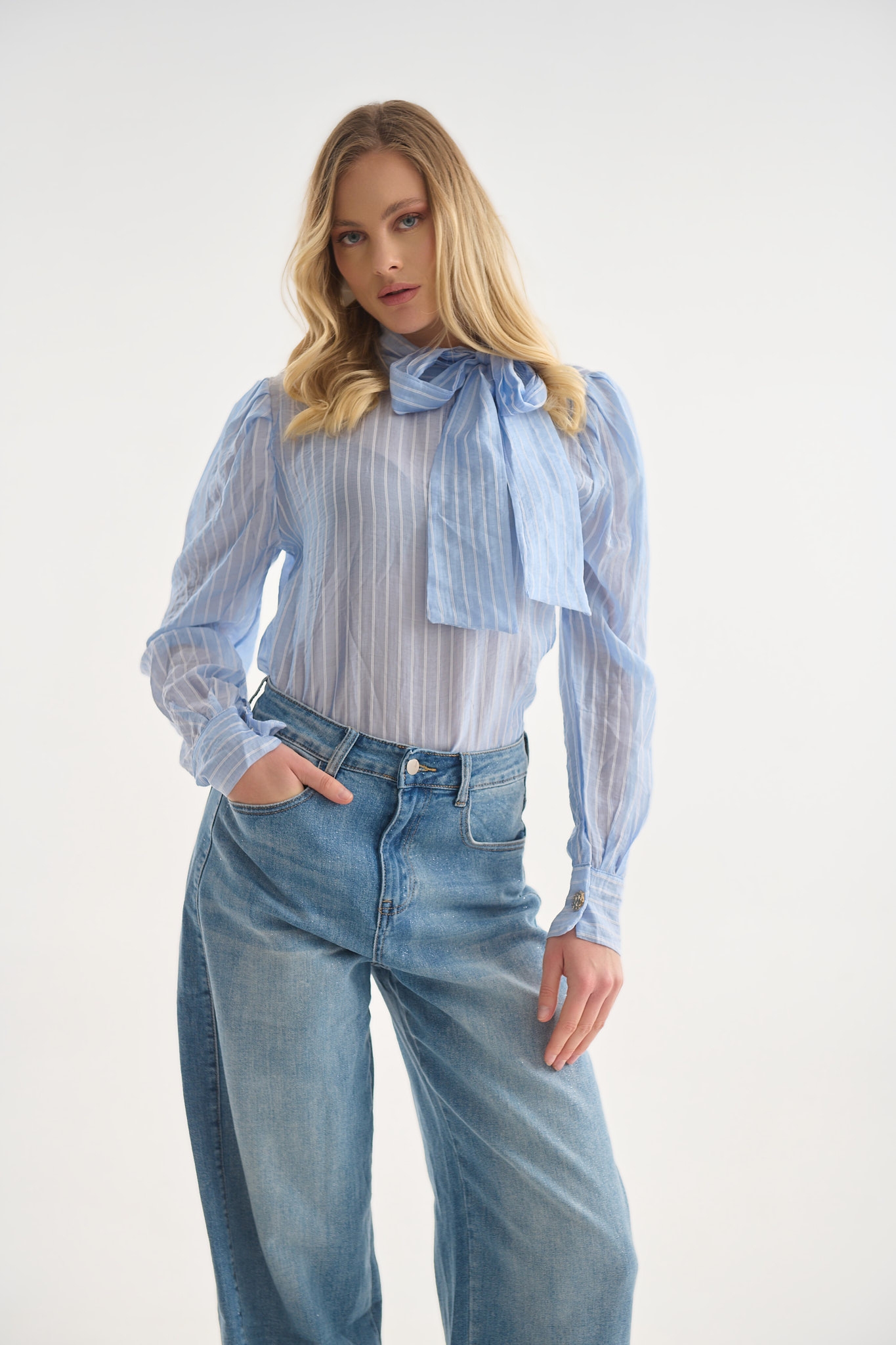 Πουκαμίσα με Φιόγκο & Διακριτική Ρίγα