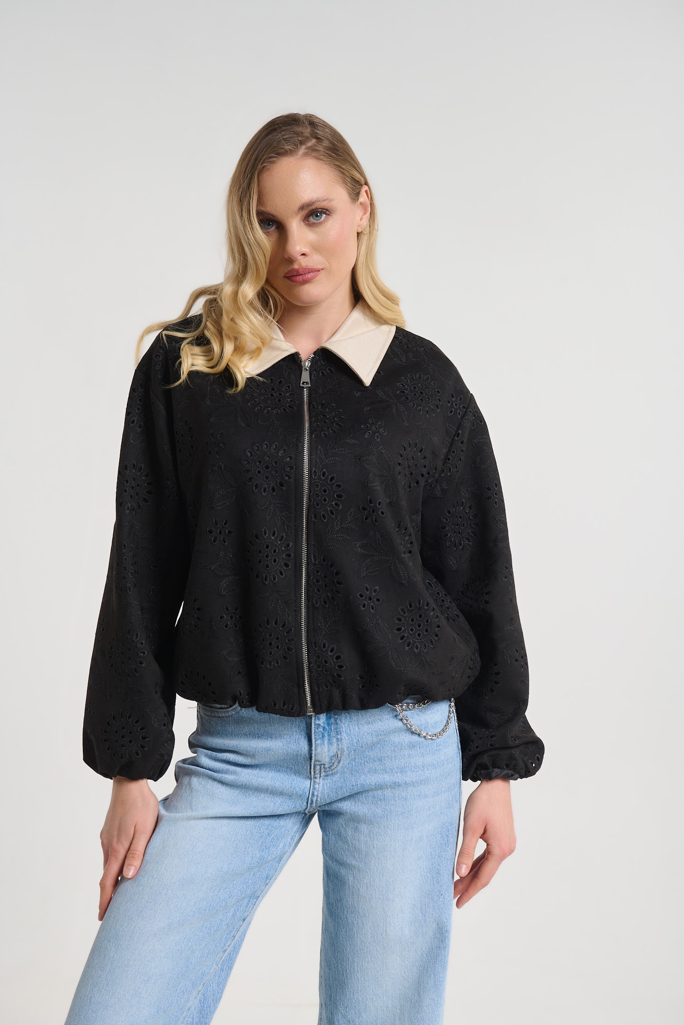 Broderie Zip-Up Jacket