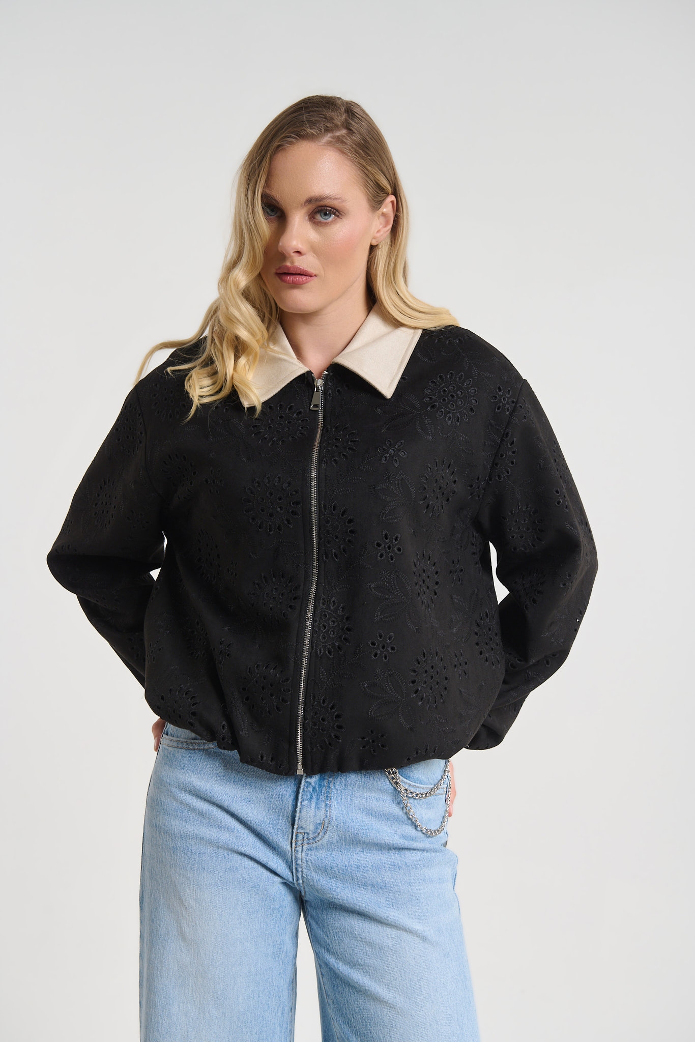 Broderie Zip-Up Jacket