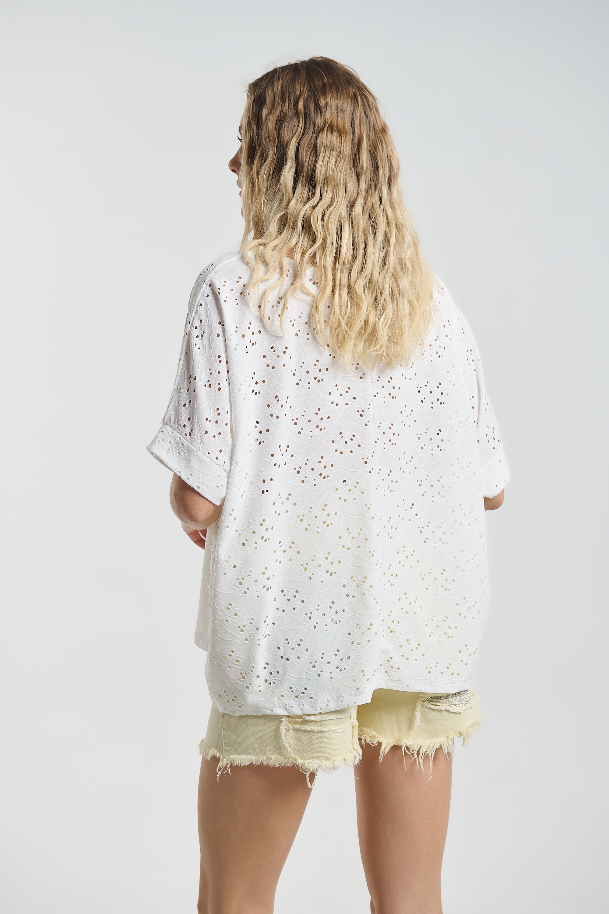 Broderie Blouse with Necklace Detail