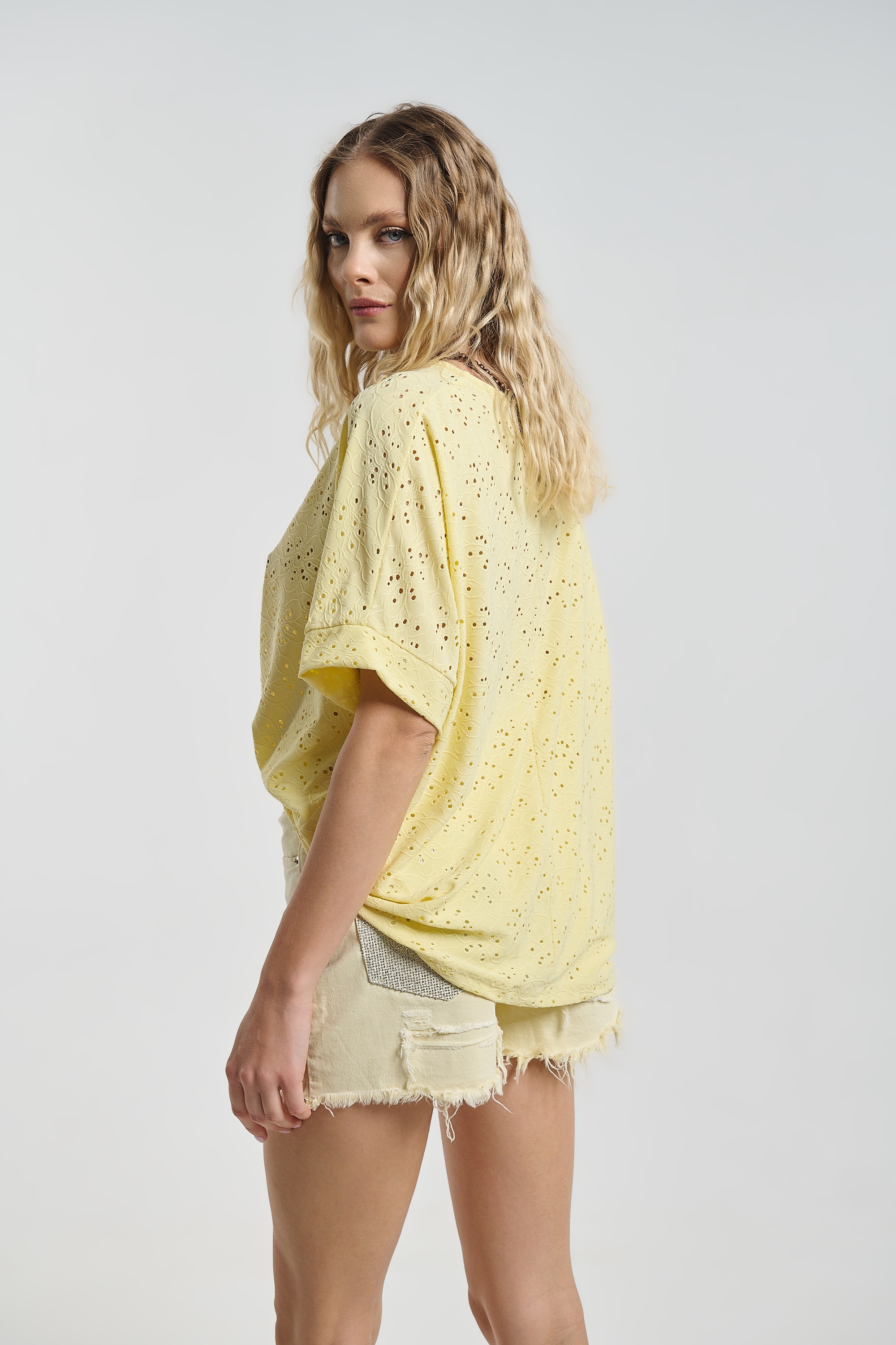 Broderie Blouse with Necklace Detail