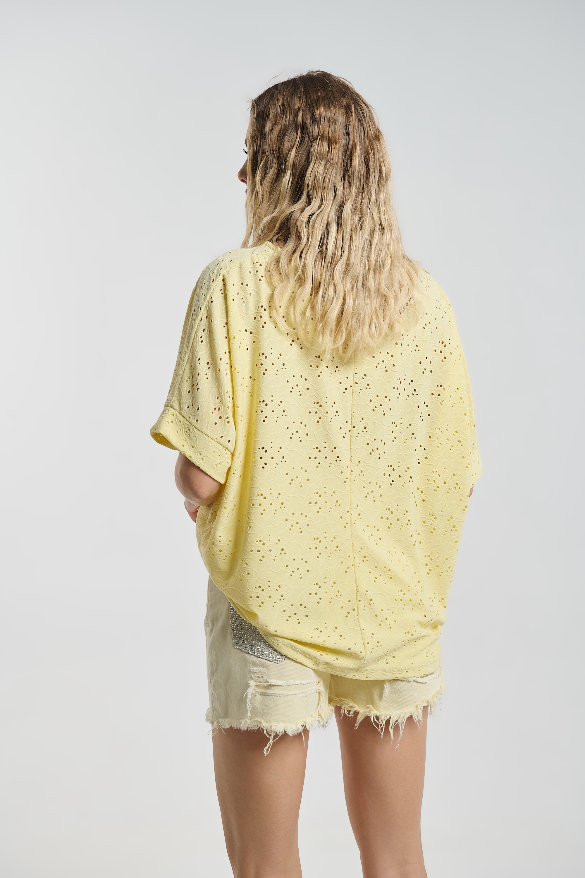 Broderie Blouse with Necklace Detail