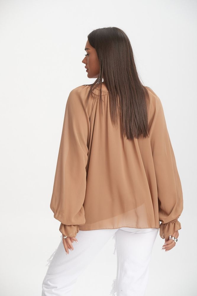 Μπλούζα Μουσελίνα Με Σφιχτό Μανίκι