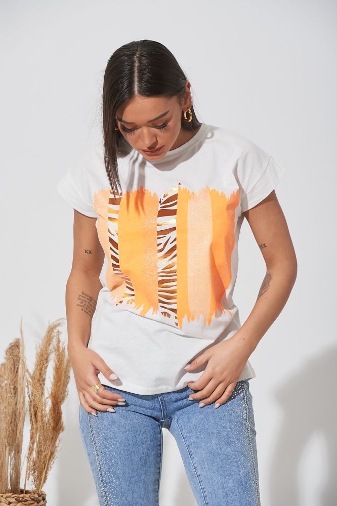 T-shirt Με Χρυσές Ρίγες