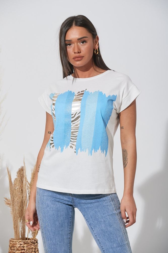T-shirt Με Χρυσές Ρίγες
