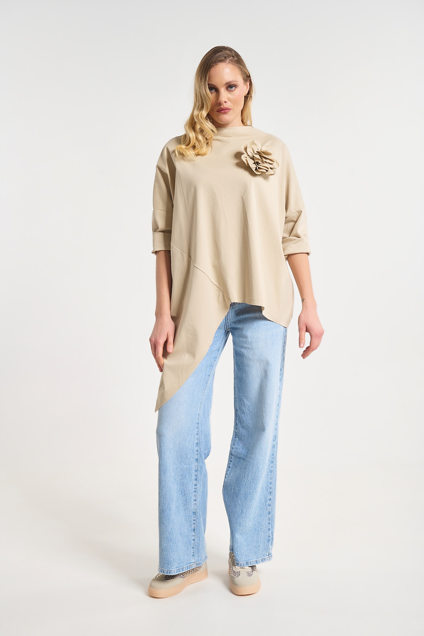 Μπλούζα Με 3/4 Μανίκι Κ Διακοσμητική Καρφίτσα
