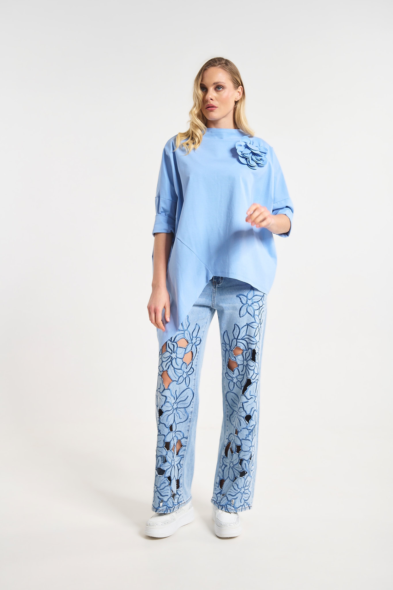 Μπλούζα Με 3/4 Μανίκι Κ Διακοσμητική Καρφίτσα