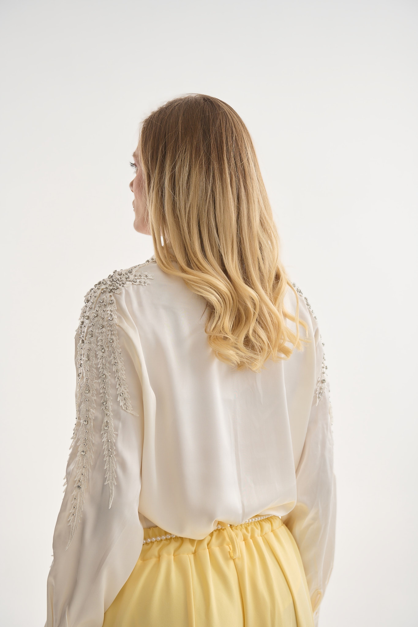 Πουκάμισο Σατέν με Σχέδιο στους Ώμους