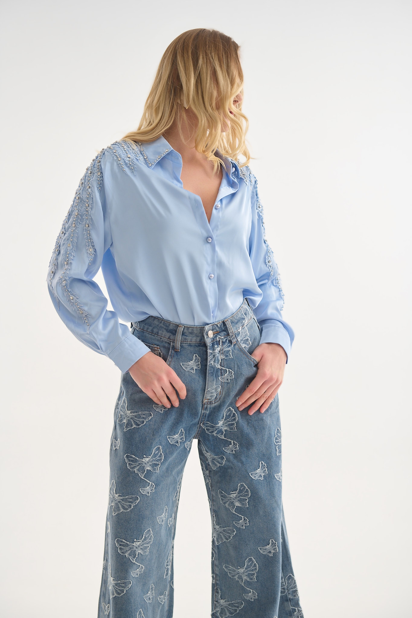 Satin Shirt Shoulder Detail