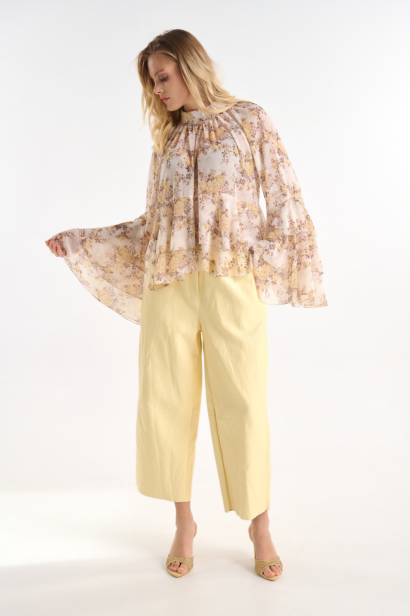 Floral Blouse with Bell Sleeves