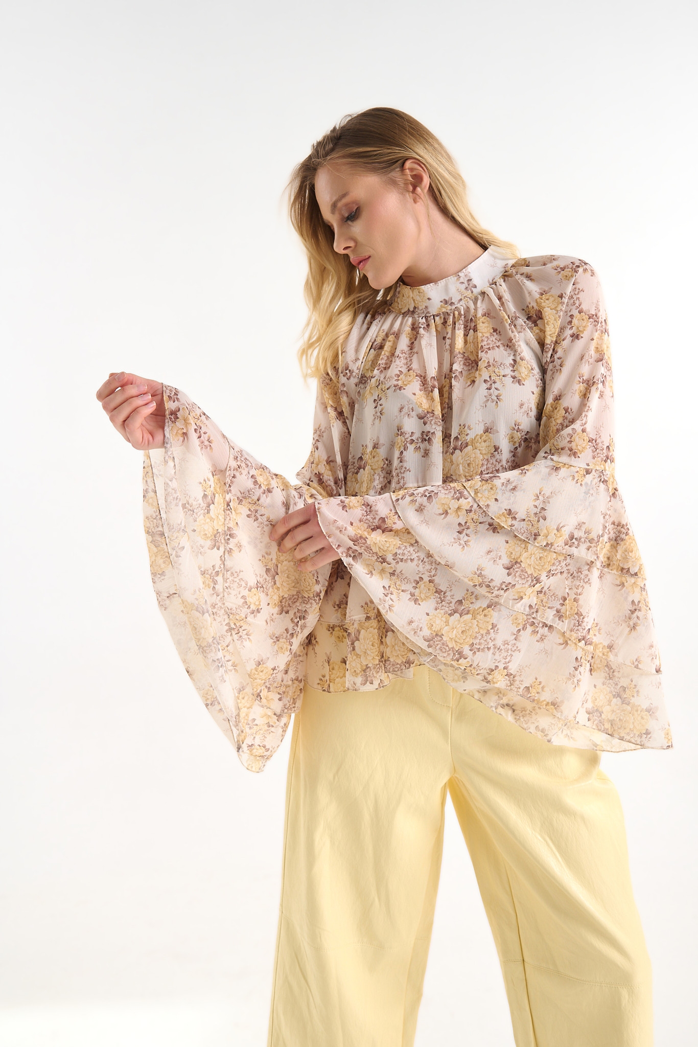 Floral Blouse with Bell Sleeves