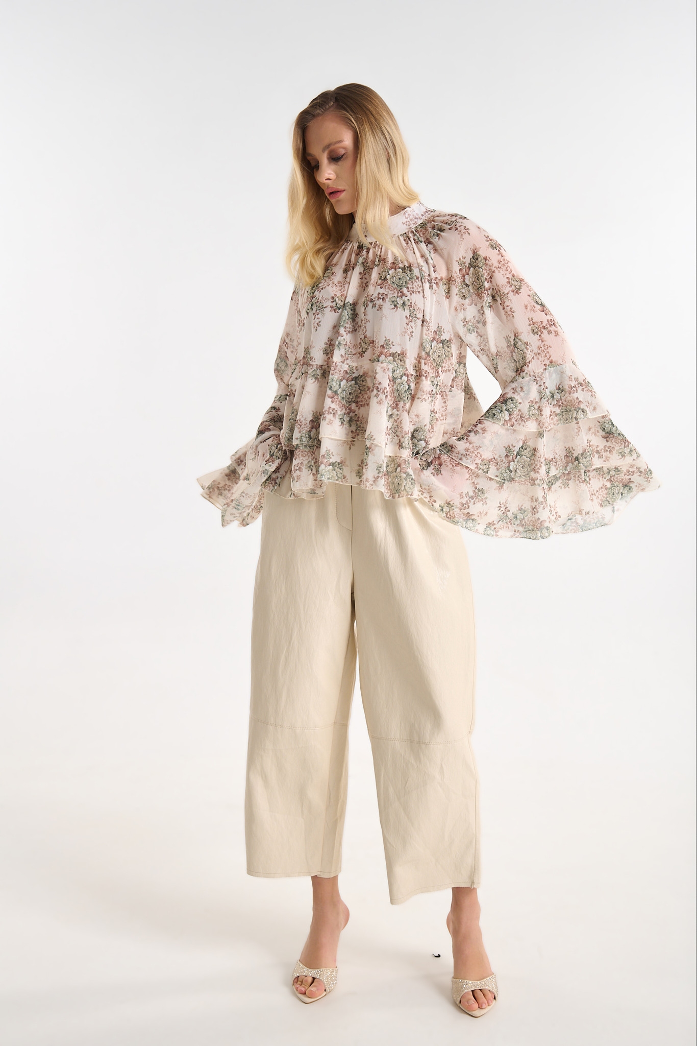 Floral Blouse with Bell Sleeves