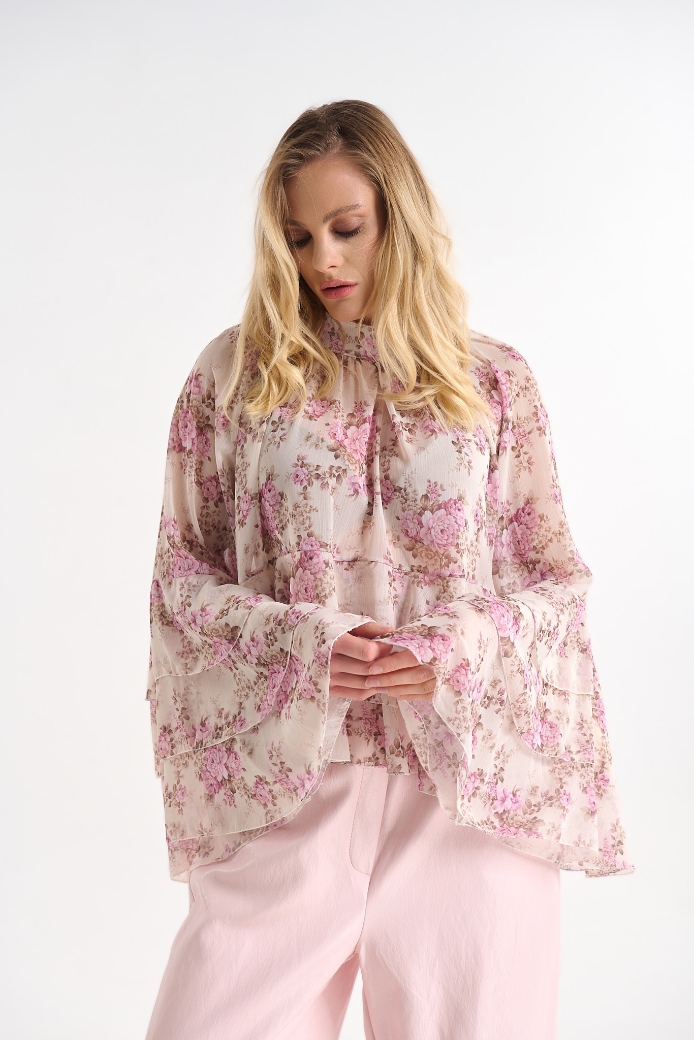Floral Blouse with Bell Sleeves