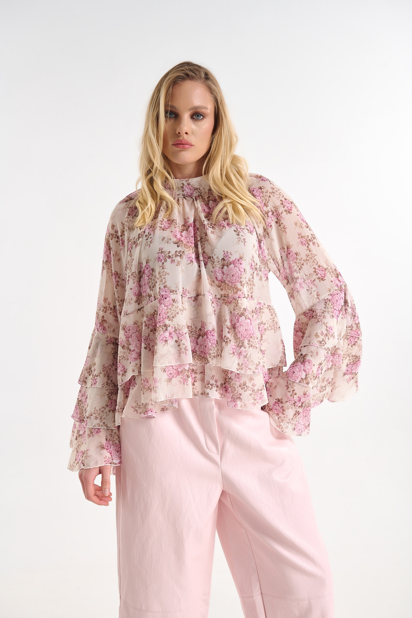 Floral Blouse with Bell Sleeves
