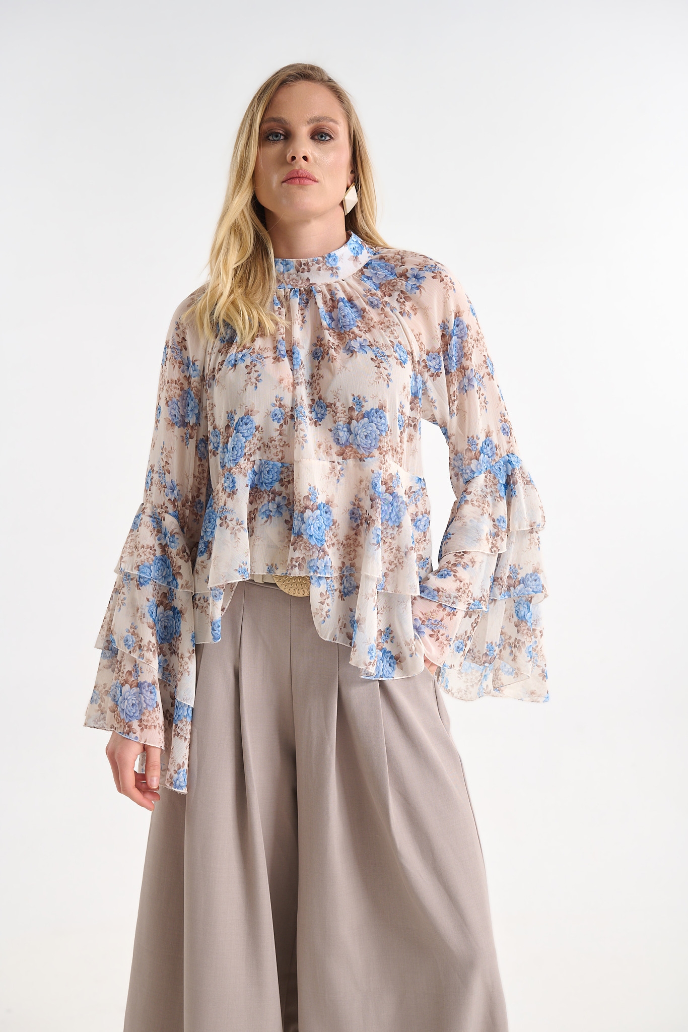 Floral Blouse with Bell Sleeves