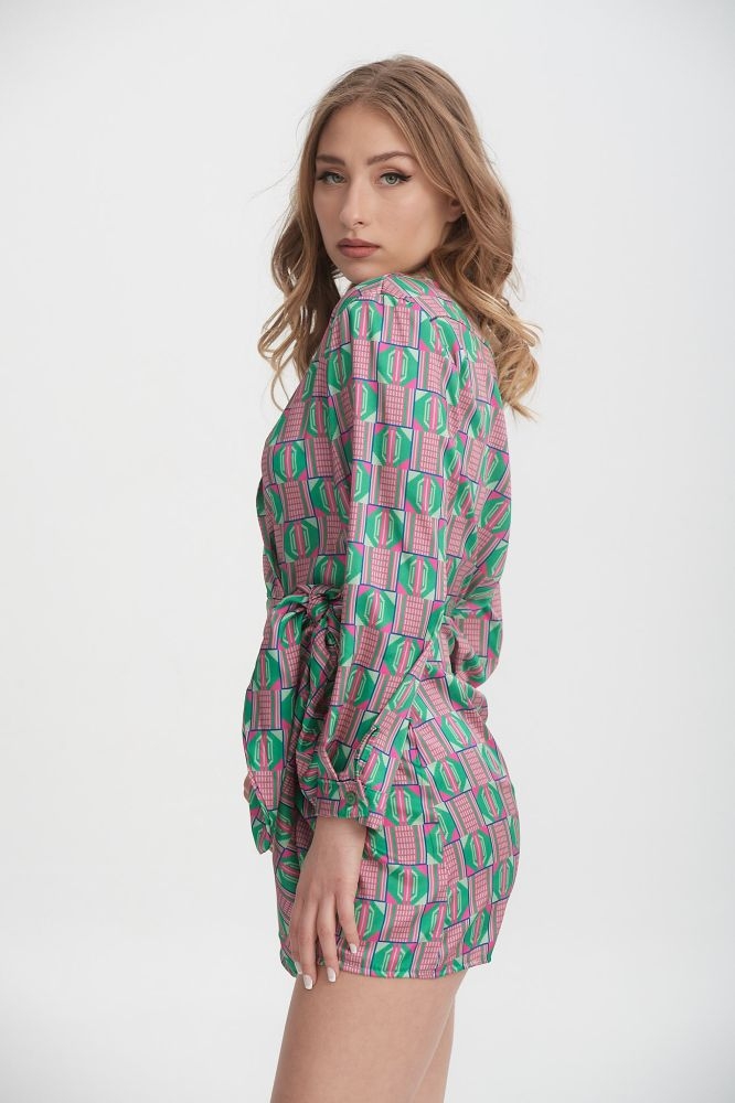 Φόρεμα Με Ρόμβους & Κόμπο Πλαι