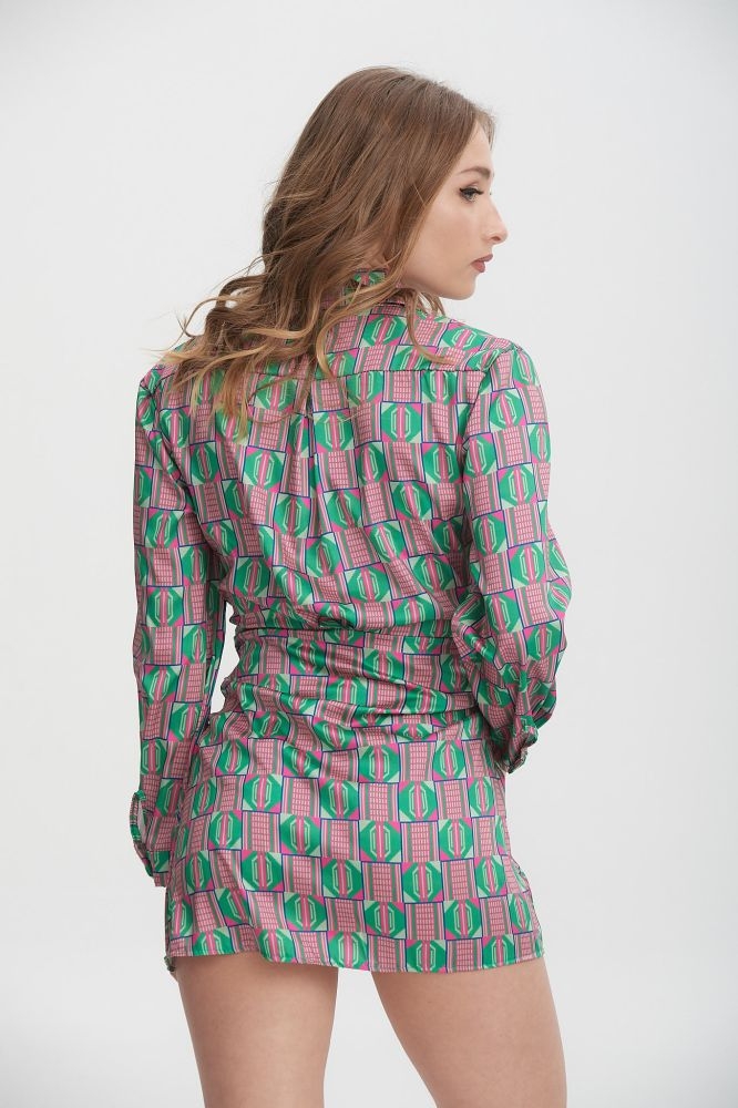 Φόρεμα Με Ρόμβους & Κόμπο Πλαι