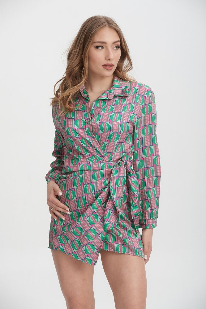 Φόρεμα Με Ρόμβους & Κόμπο Πλαι