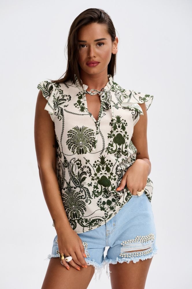 Μπλούζα Λινή Με Σχέδια