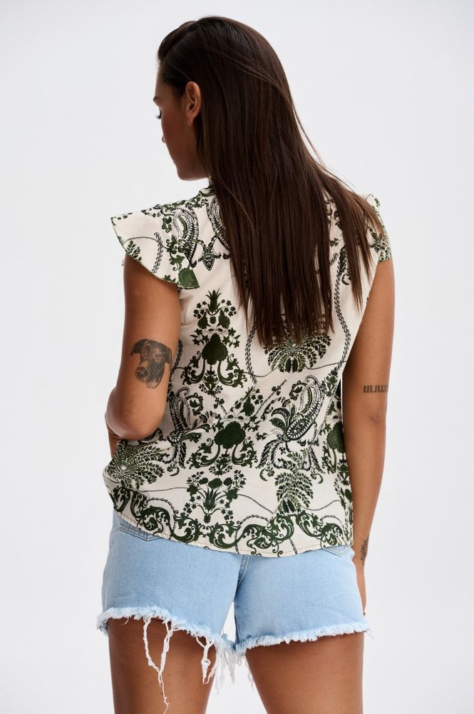 Μπλούζα Λινή Με Σχέδια