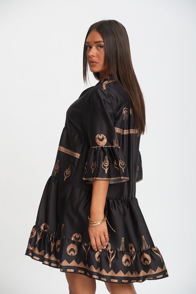 Κοντό Φόρεμα με Ιερογλυφικά Σχέδια