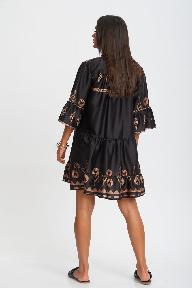Κοντό Φόρεμα με Ιερογλυφικά Σχέδια