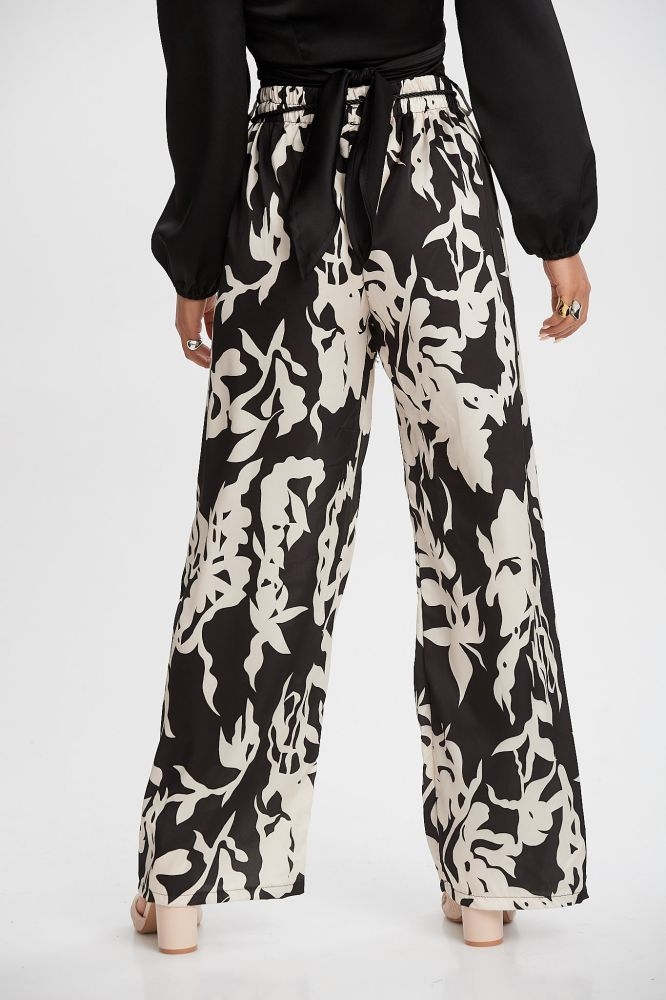 Παντελόνα Με Ζωνάκι & Δίχρωμα Λουλούδια