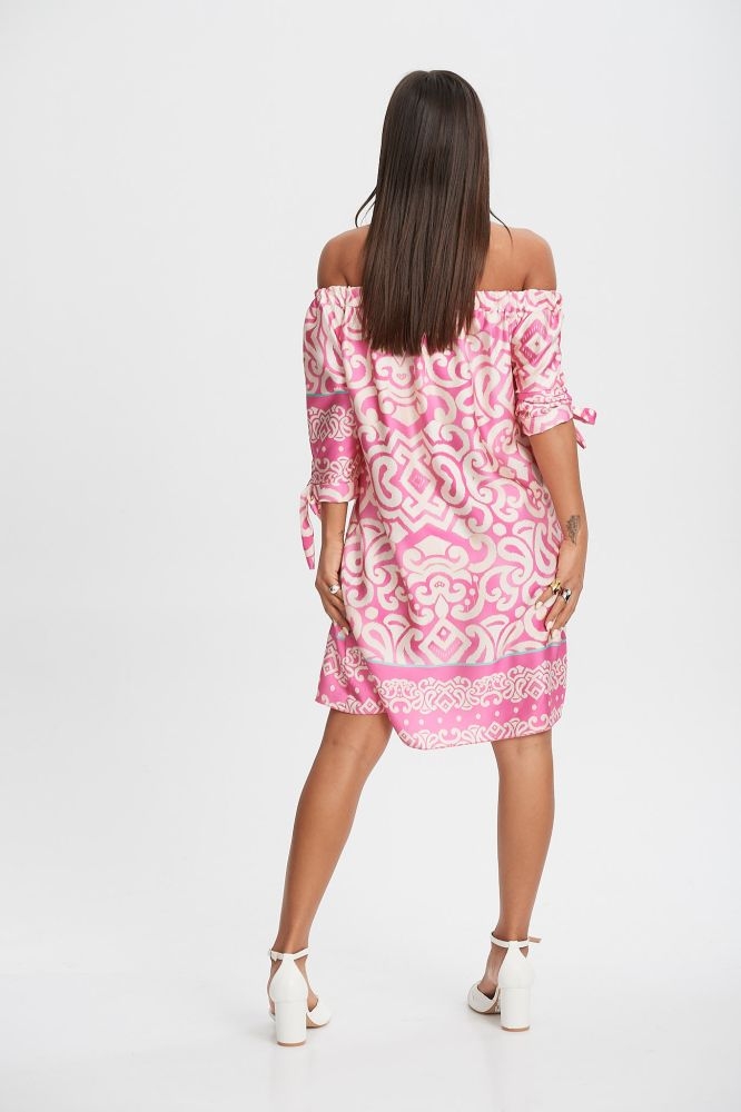 Φόρεμα Εμπριμέ Με Δέσιμο Στο Μανίκι