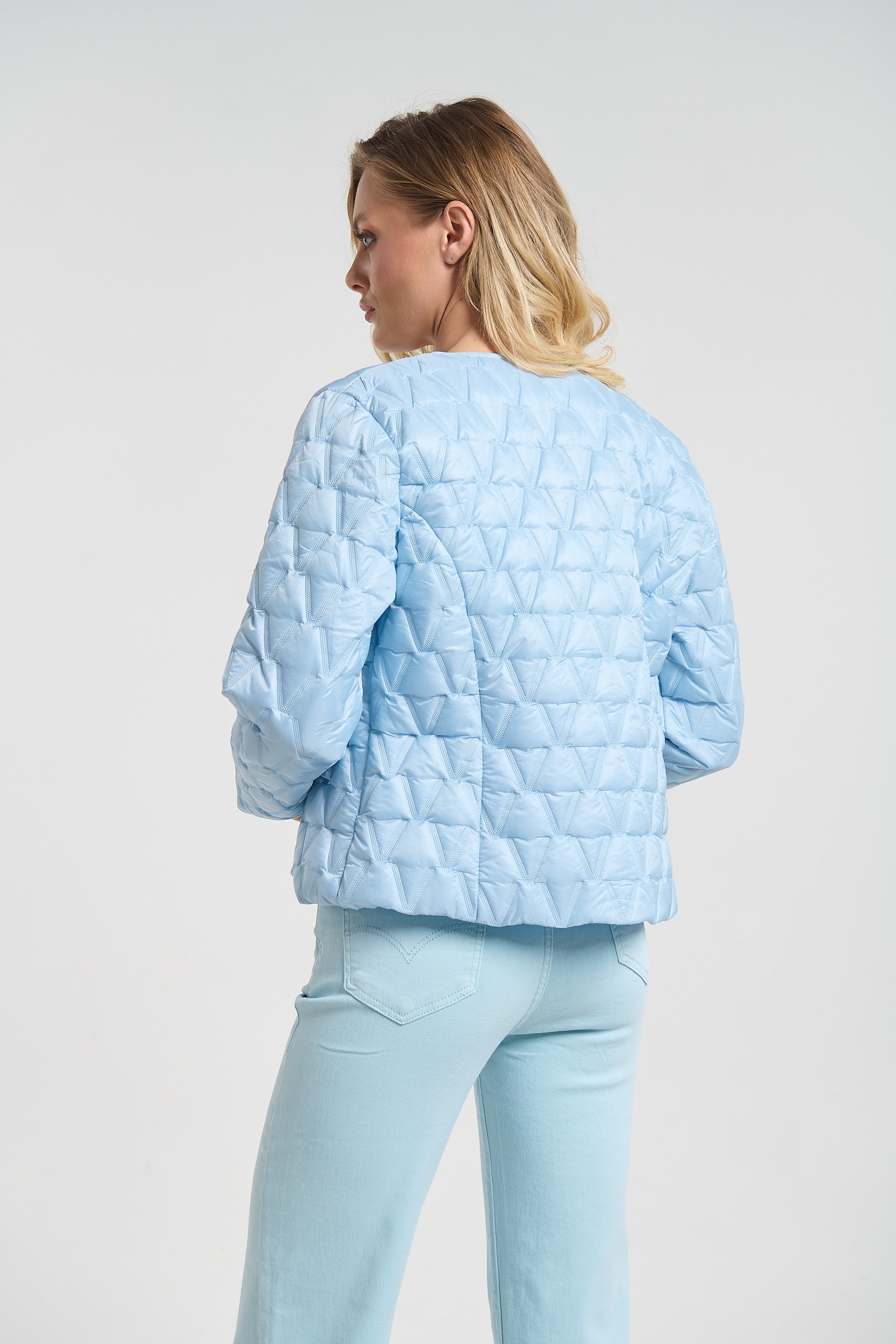 Quilted Cropped Jacket with Gold Buttons