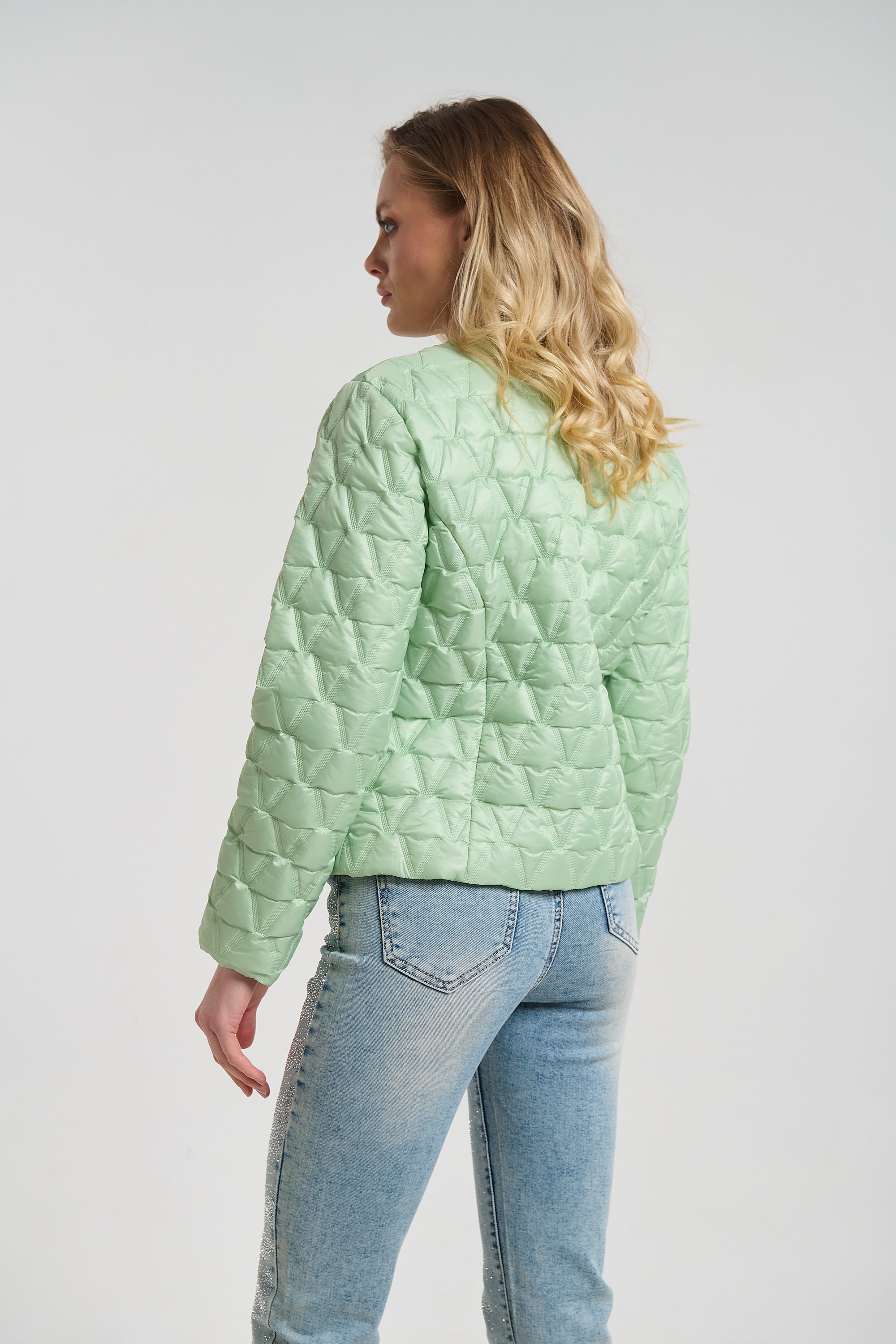 Quilted Cropped Jacket with Gold Buttons