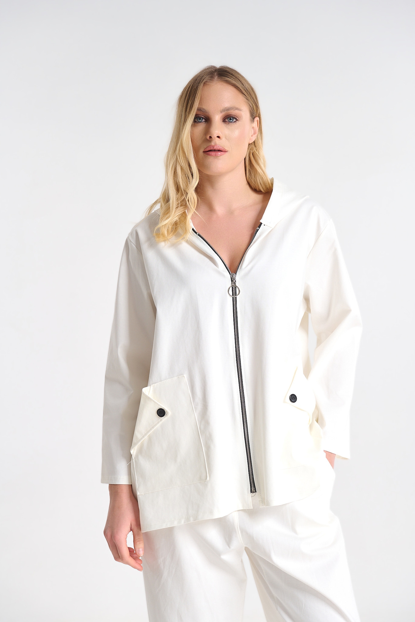 Relaxed Fit Hooded Co-ord Set with Button